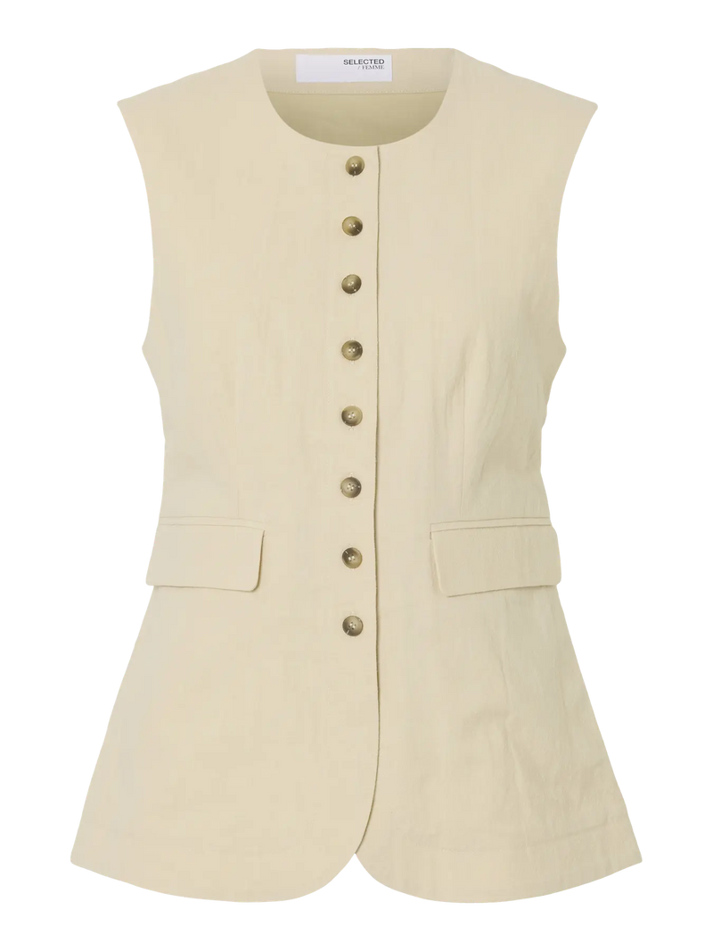 Selected Femme Iluna Button Vest - Sandshell