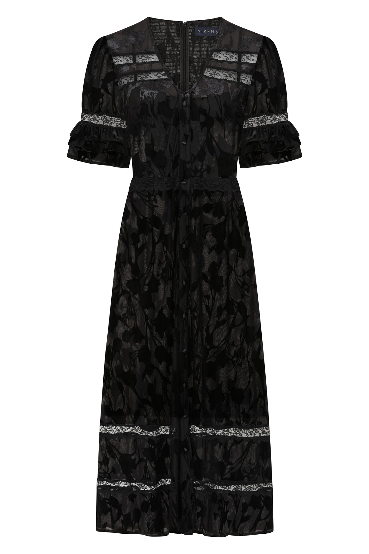 Sirens London Dress - Black Burnout