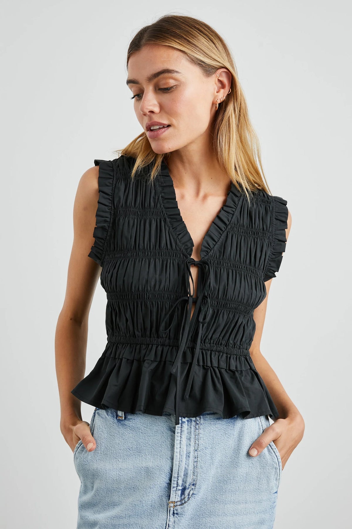 Rails Martine Shirred Blouse - Black