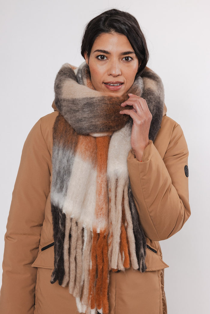 Rino & Pelle Mavy Chunky Check Scarf - Russet