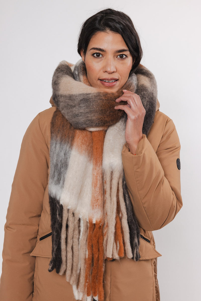 Rino & Pelle Mavy Chunky Check Scarf - Russet