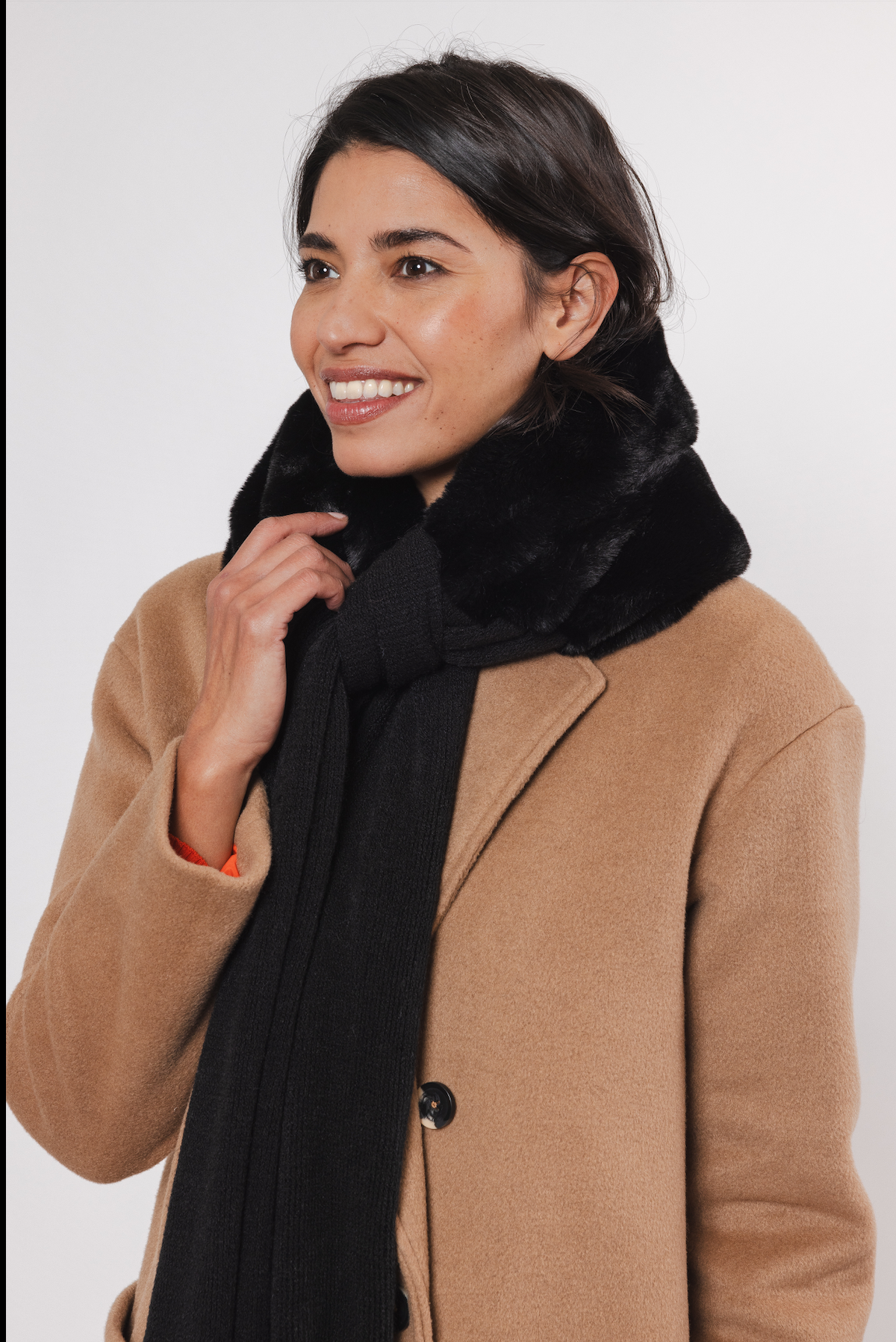 Rino + Pelle Vlien Scarf - Black