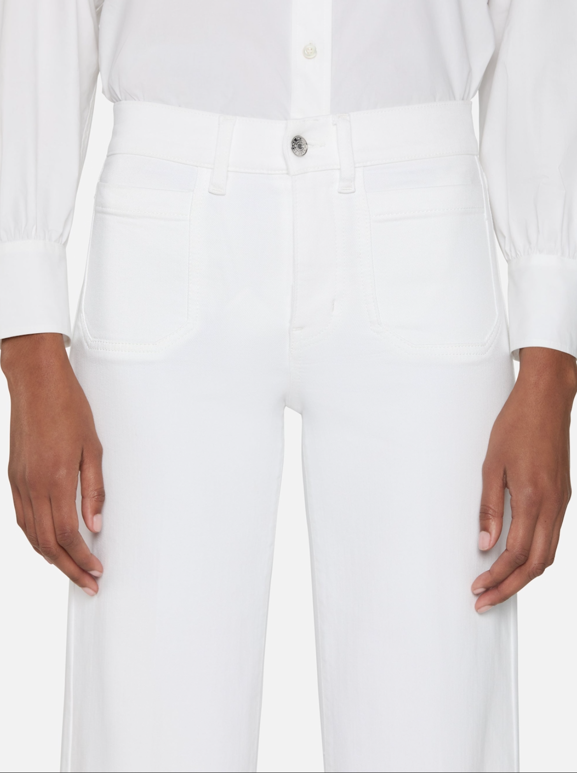 Frame Pixie Slim Palazzo Pocket Jeans - White