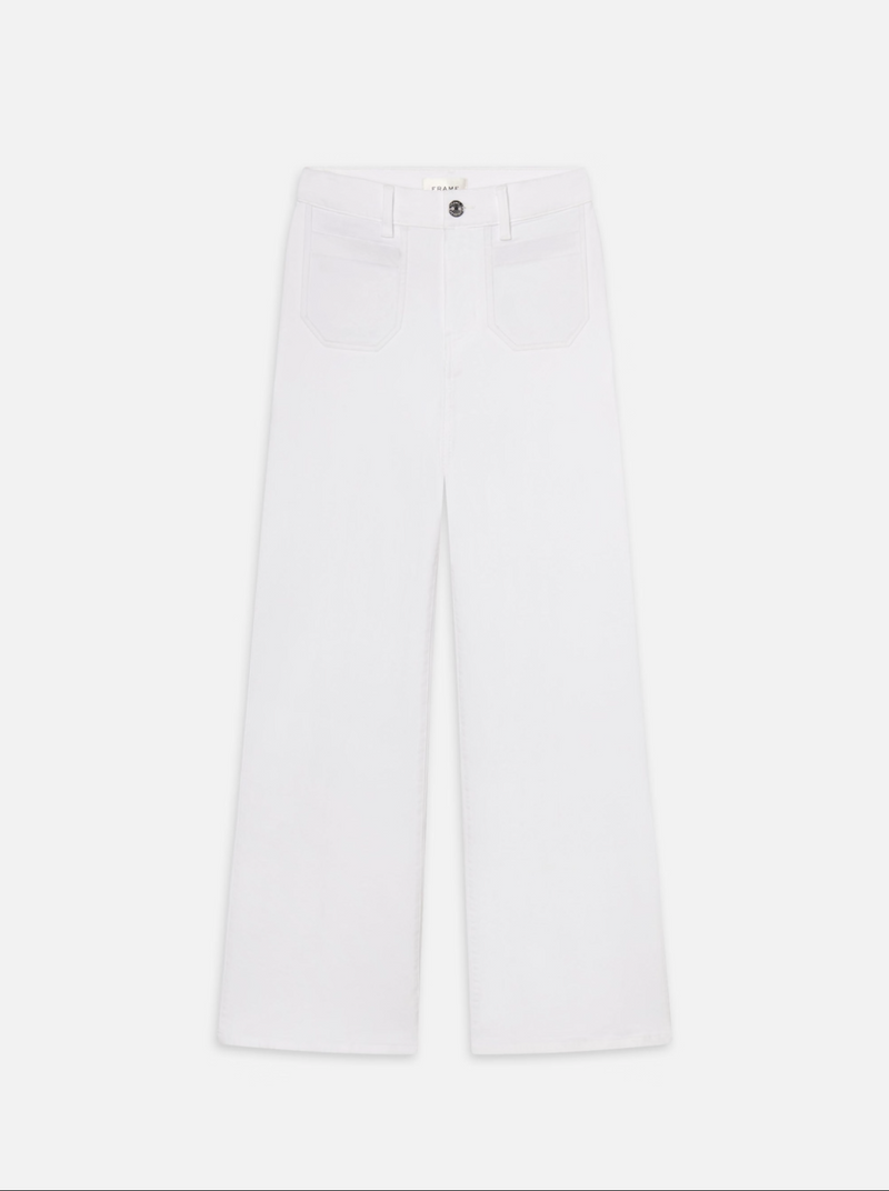 Frame Pixie Slim Palazzo Pocket Jeans - White