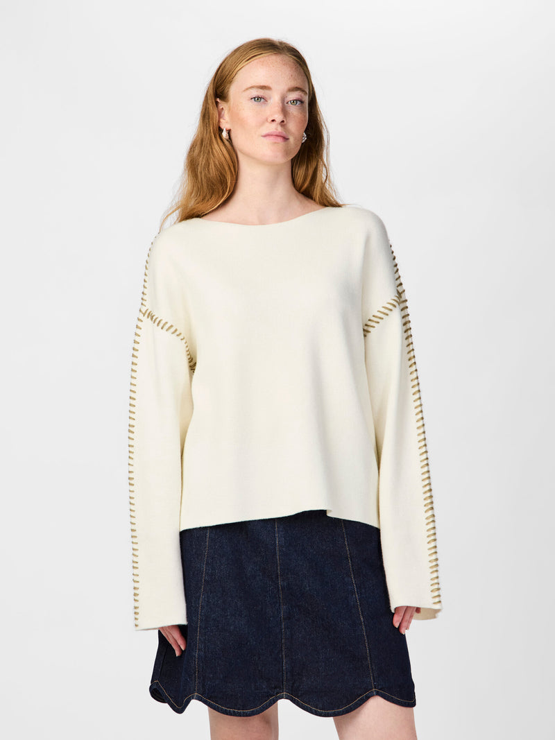 YAS Stitcha Knit Jumper - Star White