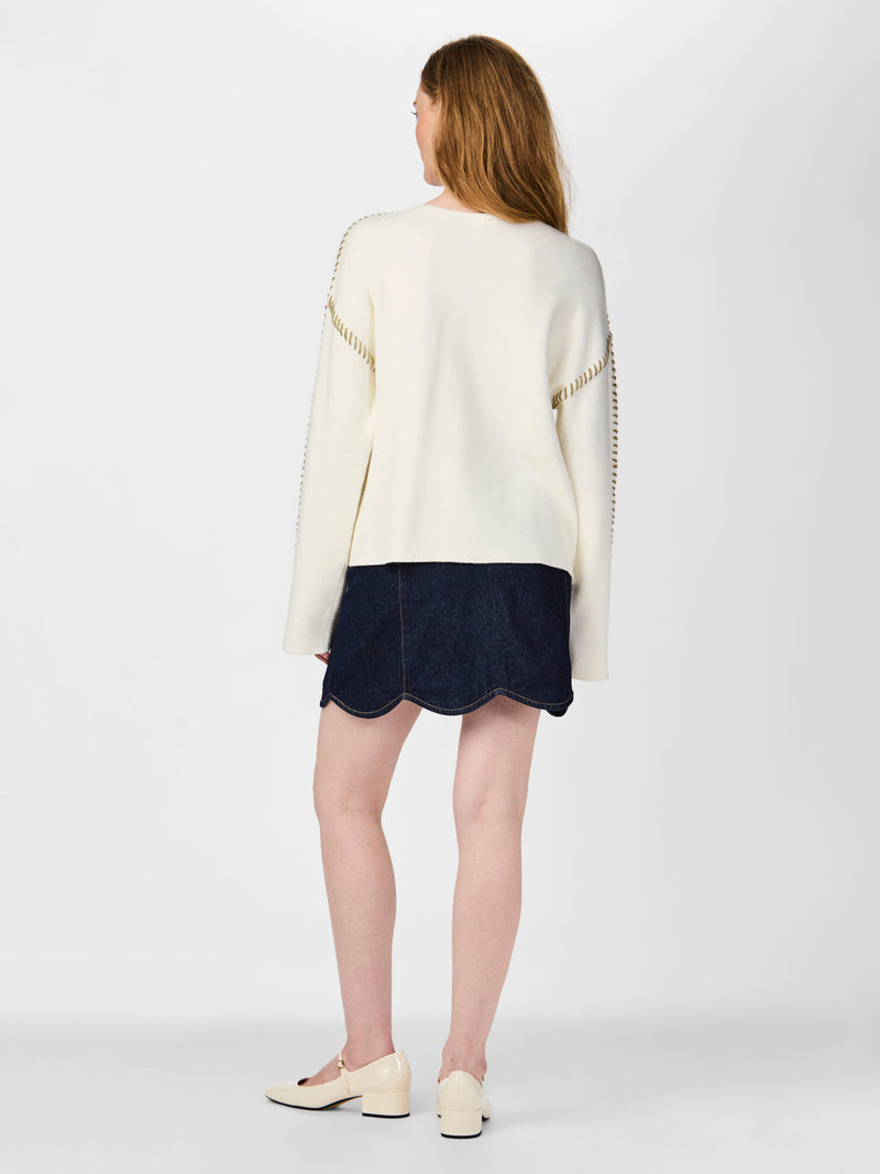 YAS Stitcha Knit Jumper - Star White