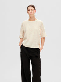 Selected Femme Maline Knit T-Shirt - Birch