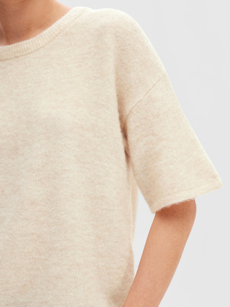 Selected Femme Maline Knit T-Shirt - Birch