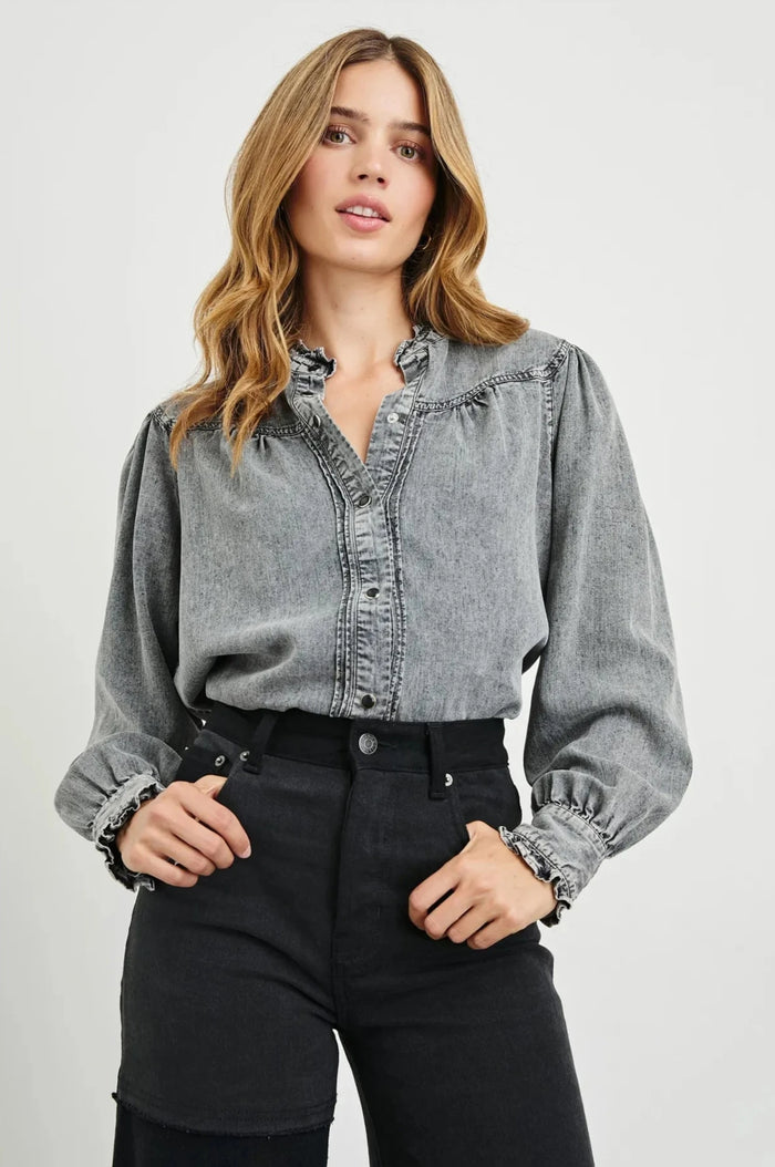 Rails Alana Blouse - Black Acid Wash