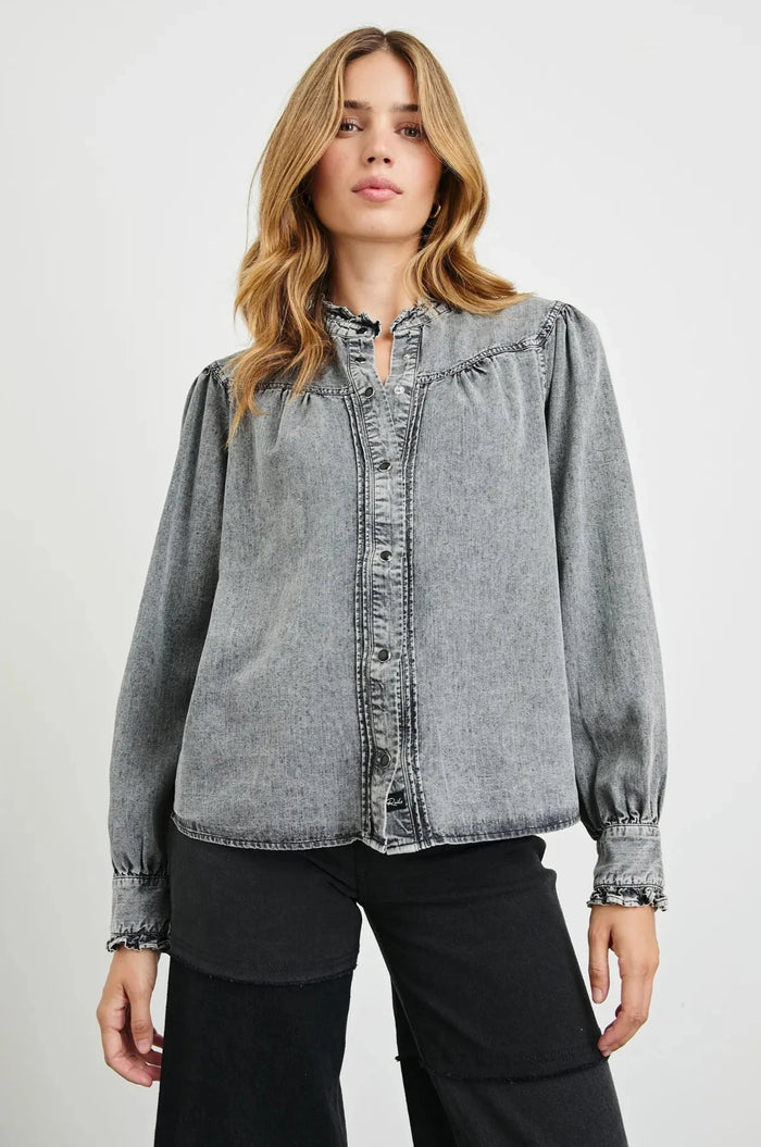 Rails Alana Blouse - Black Acid Wash