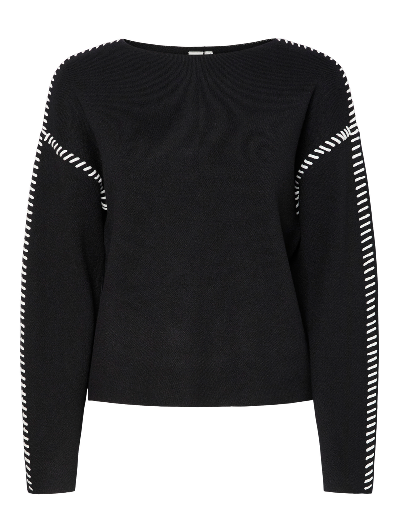 YAS Stitcha Knit Jumper - Black