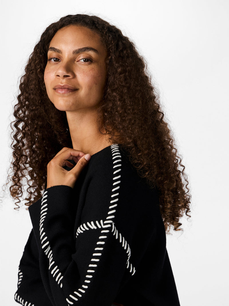 YAS Stitcha Knit Jumper - Black