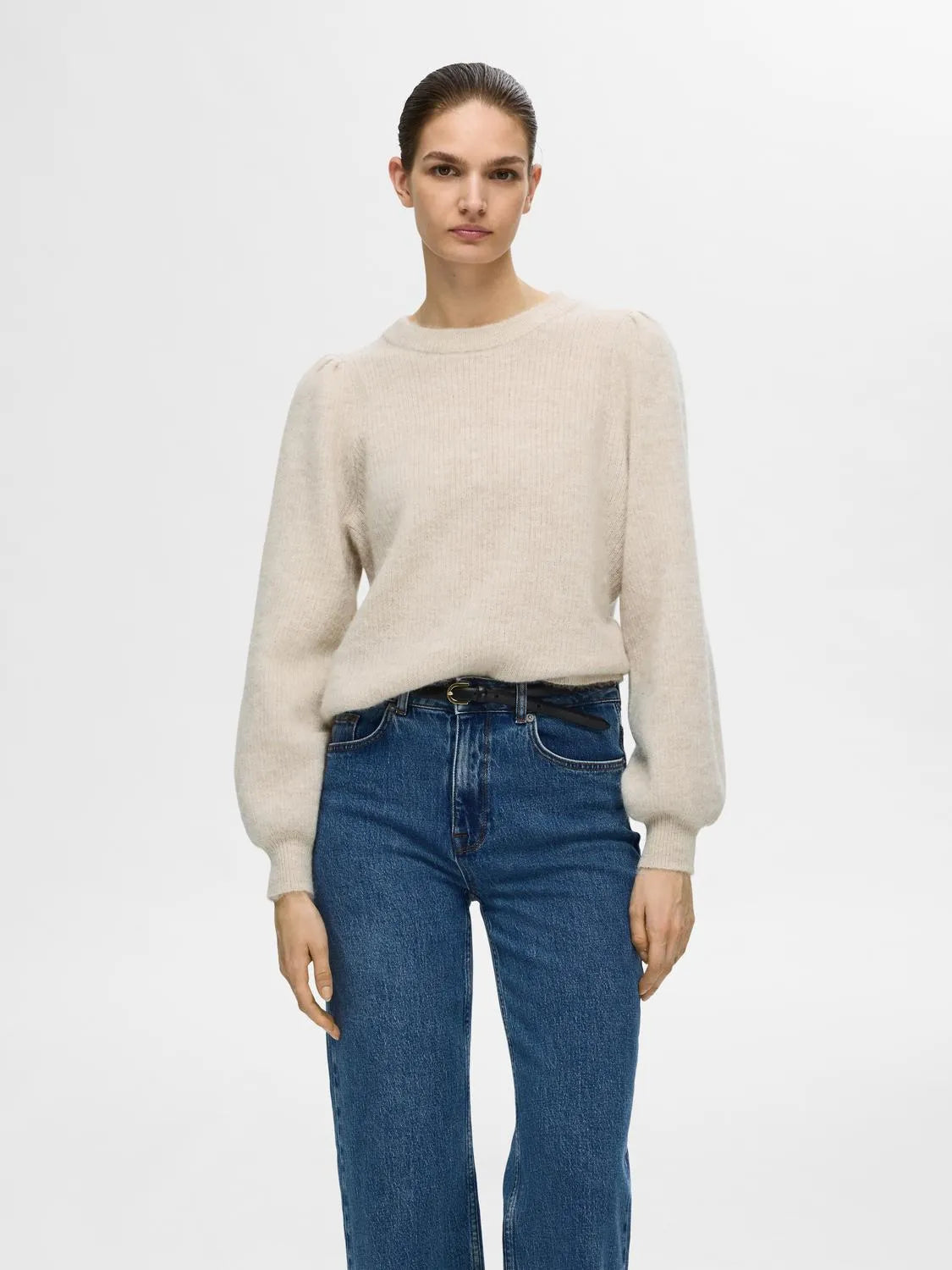 Selected Femme Lulu Ribbed Jumper - Birch