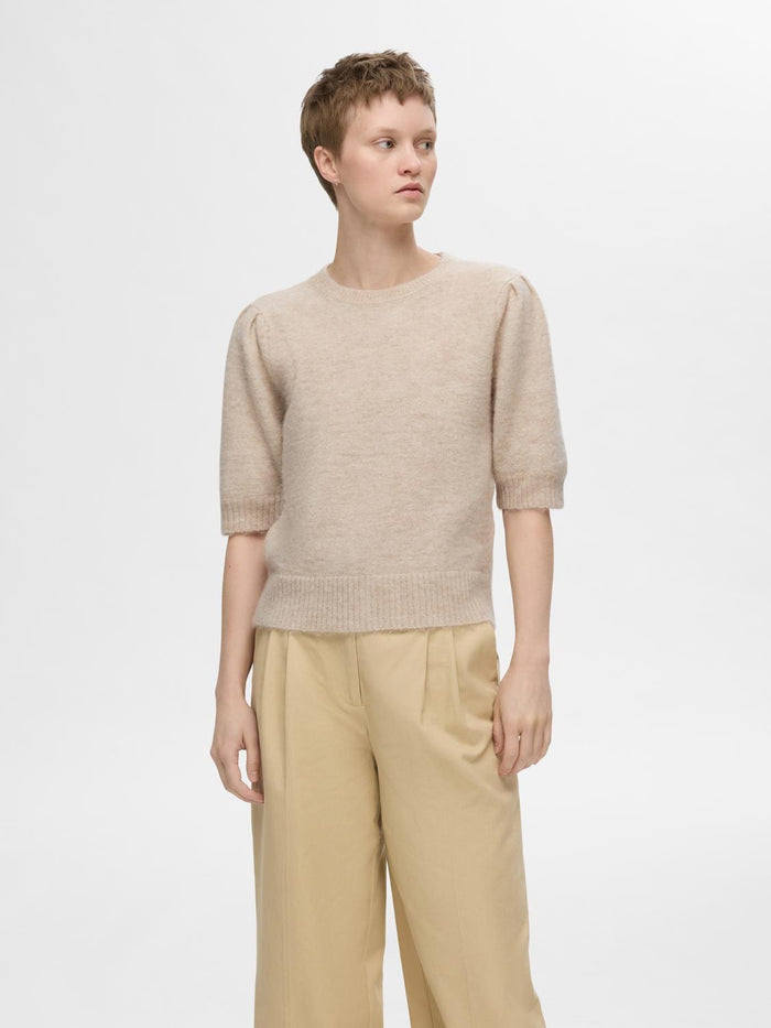 Selected Femme Lulu Short Sleeve Jumper - Birch