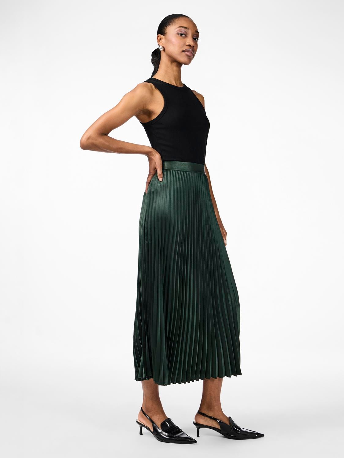 YAS Celine Pleat Skirt - Sycamore