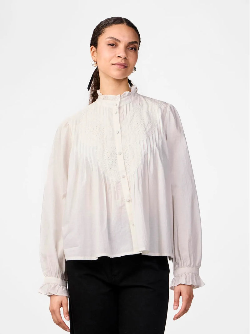 YAS Myrina Cotton Blouse - Snow White